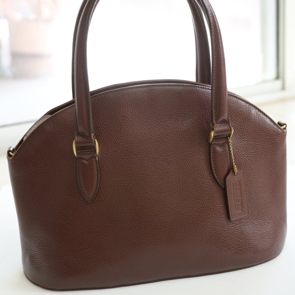 Rare Vintage Coach Madison 4408 - Brown Leather Top Handle Handbag Made in Italy